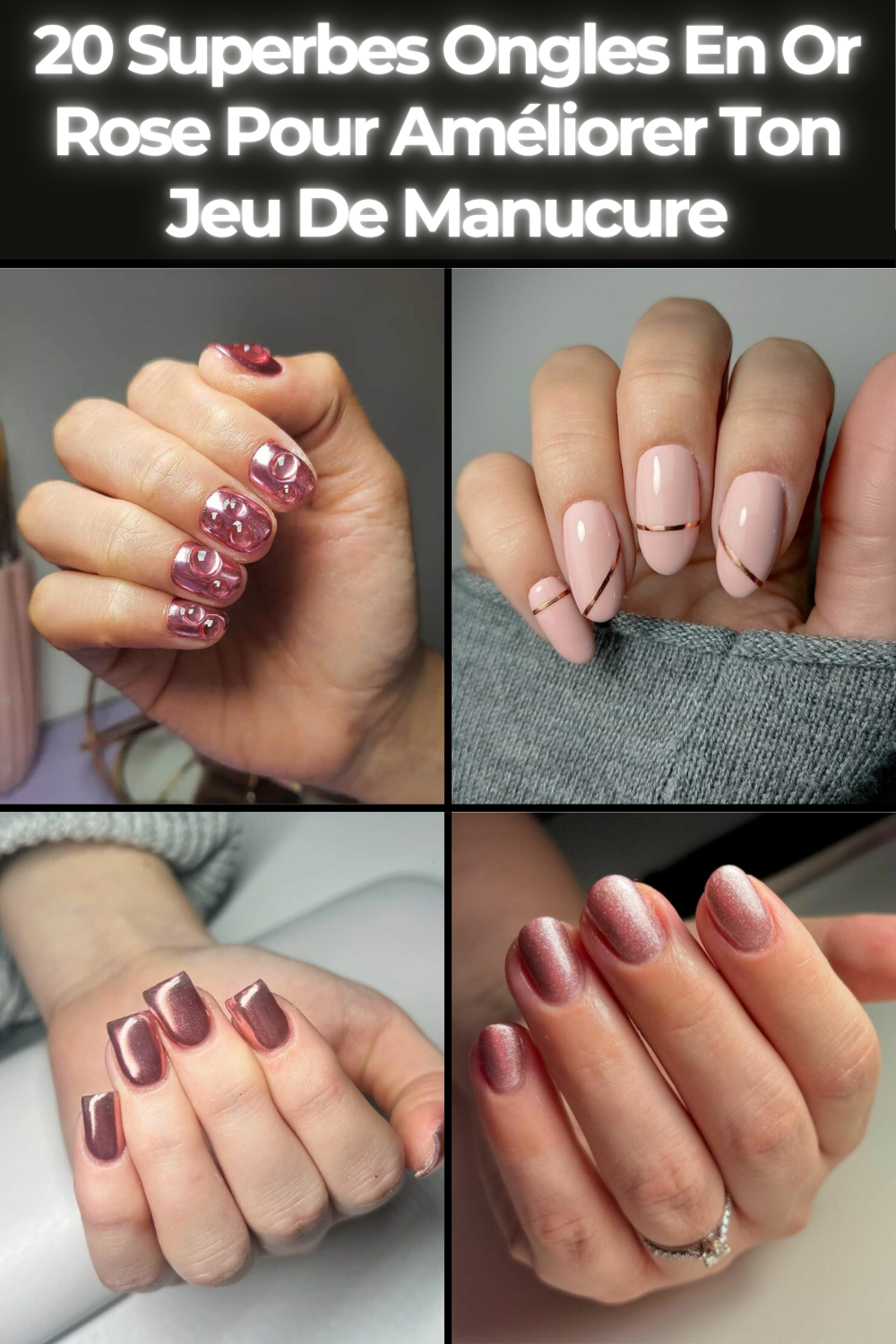 20 Superbes Ongles En Or Rose Pour Améliorer Ton Jeu De Manucure